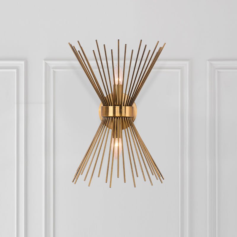 Brass Starburst Wall Sconce with Sculptural Radiating Design