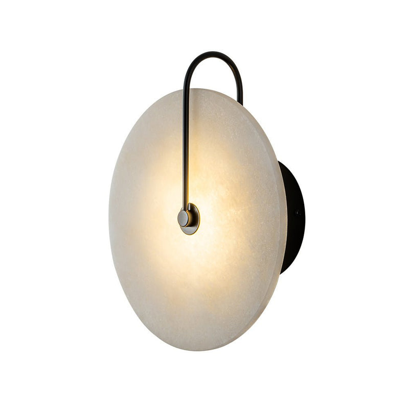 Circular Marble LED Wall Sconce with Warm Ambient Light