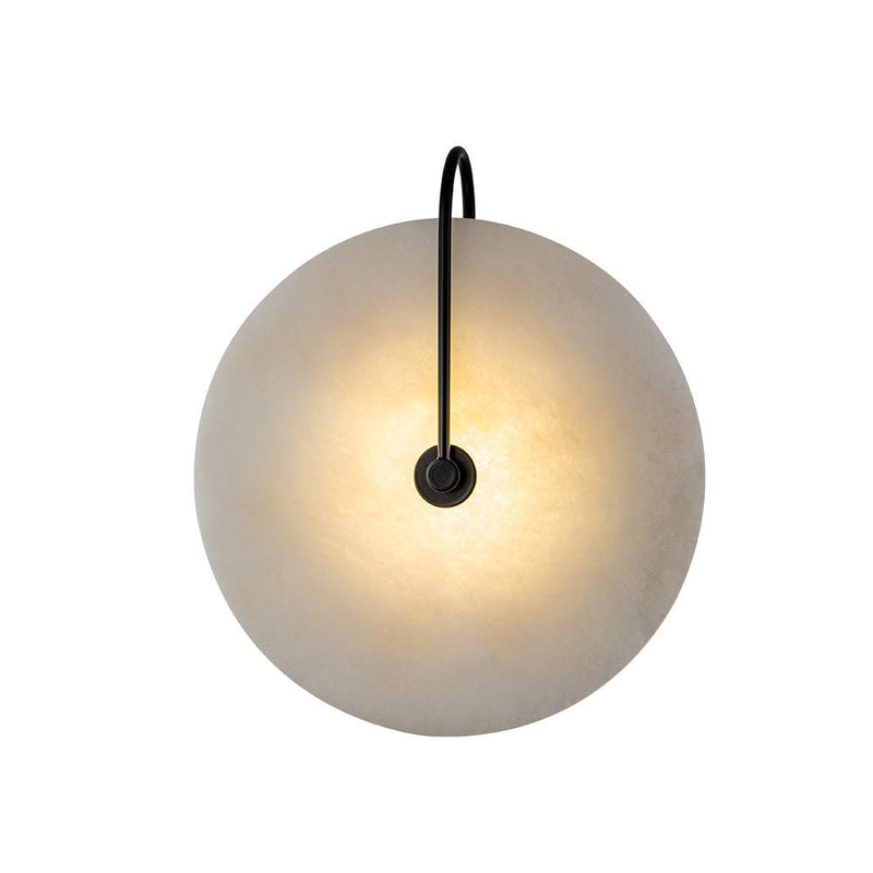 Circular Marble LED Wall Sconce with Warm Ambient Light