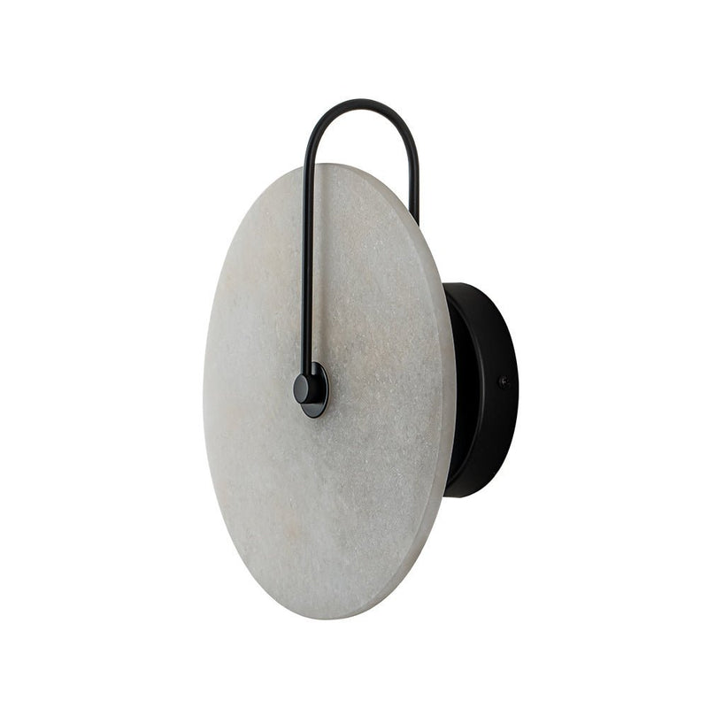 Circular Marble LED Wall Sconce with Warm Ambient Light