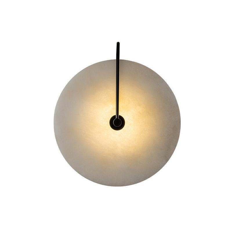 Circular Marble LED Wall Sconce with Warm Ambient Light