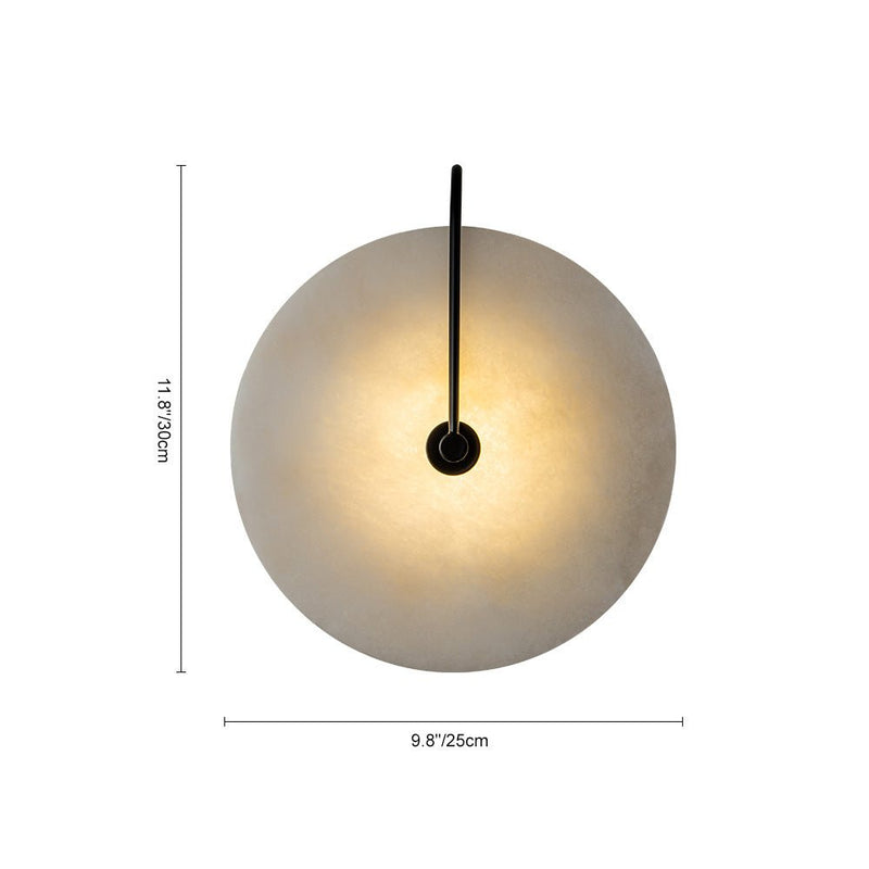 Circular Marble LED Wall Sconce with Warm Ambient Light