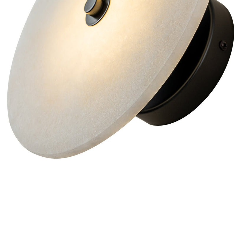 Circular Marble LED Wall Sconce with Warm Ambient Light
