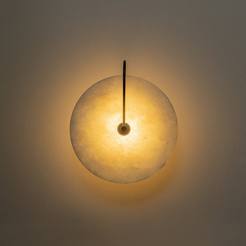 Circular Marble LED Wall Sconce with Warm Ambient Light