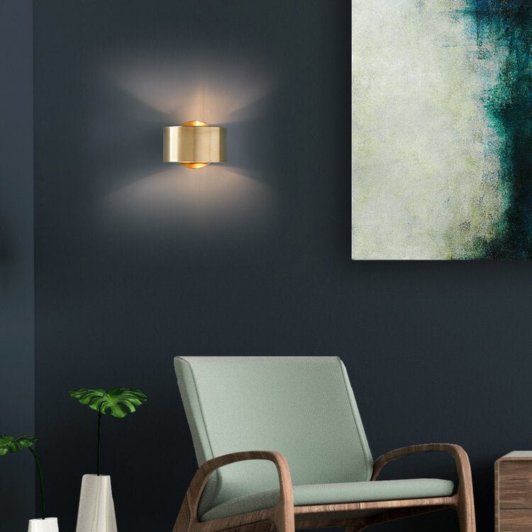 Brushed Brass Up & Down Wall Sconce with Minimalist Design