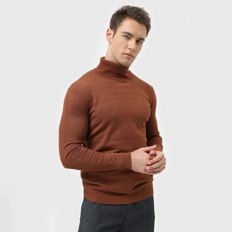Classic Roll Neck Jumper for Men with Comfortable Fit and Timeless Style