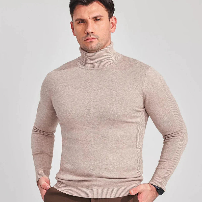 Classic Roll Neck Jumper for Men with Comfortable Fit and Timeless Style