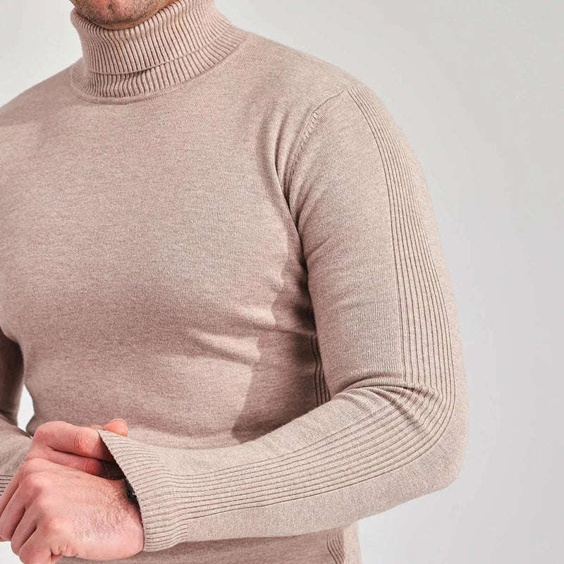 Classic Roll Neck Jumper for Men with Comfortable Fit and Timeless Style