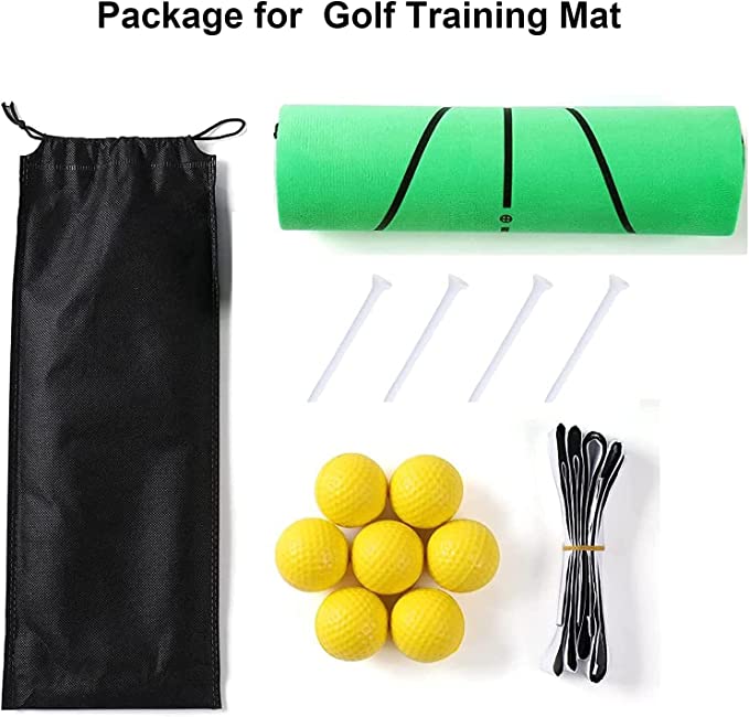 Golf Swing Training Mat with Impact Feedback & Alignment Guides