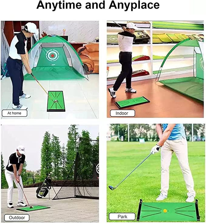 Golf Swing Training Mat with Impact Feedback & Alignment Guides