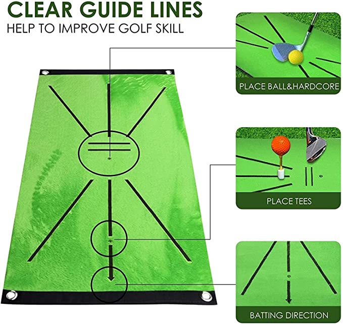 Golf Swing Training Mat with Impact Feedback & Alignment Guides