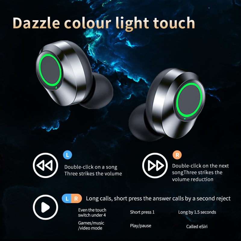 True Wireless Earbuds with Digital Battery Display Charging Case