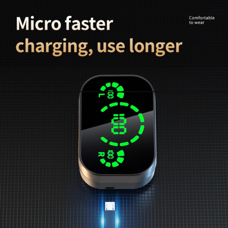 True Wireless Earbuds with Digital Battery Display Charging Case