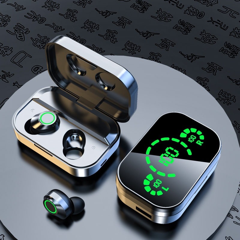 True Wireless Earbuds with Digital Battery Display Charging Case