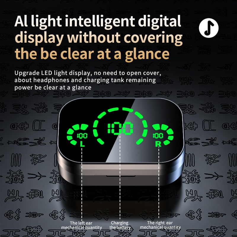 True Wireless Earbuds with Digital Battery Display Charging Case