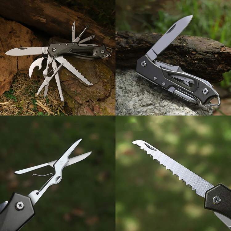 Compact Stainless Steel Multi-Tool with Folding Accessories