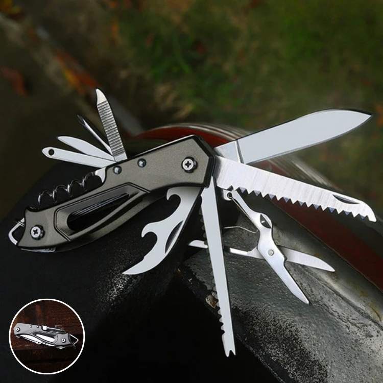 Compact Stainless Steel Multi-Tool with Folding Accessories