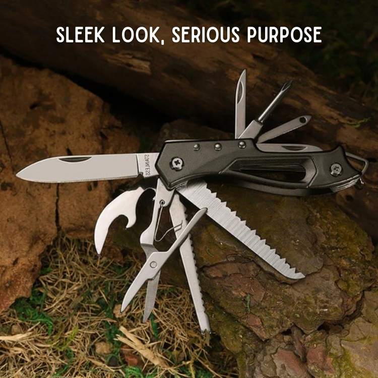 Compact Stainless Steel Multi-Tool with Folding Accessories
