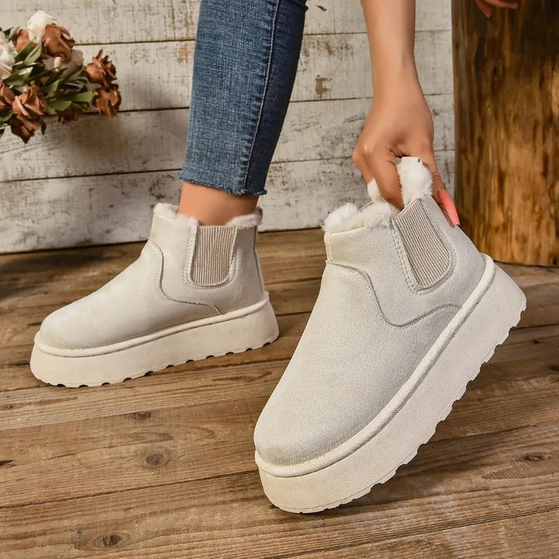 Ladies' Ankle Boots with Warm Lining – Comfortable Winter Boots with Non-Slip Sole