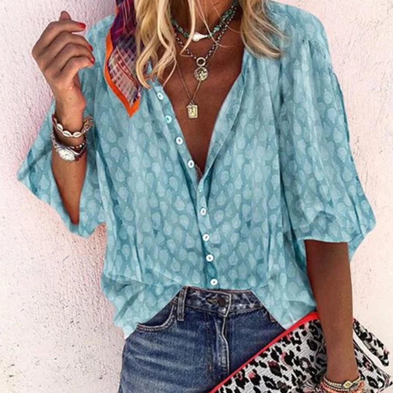 Ladies' Airy Summer Blouse with Loose Fit for Comfort and Elegant Style
