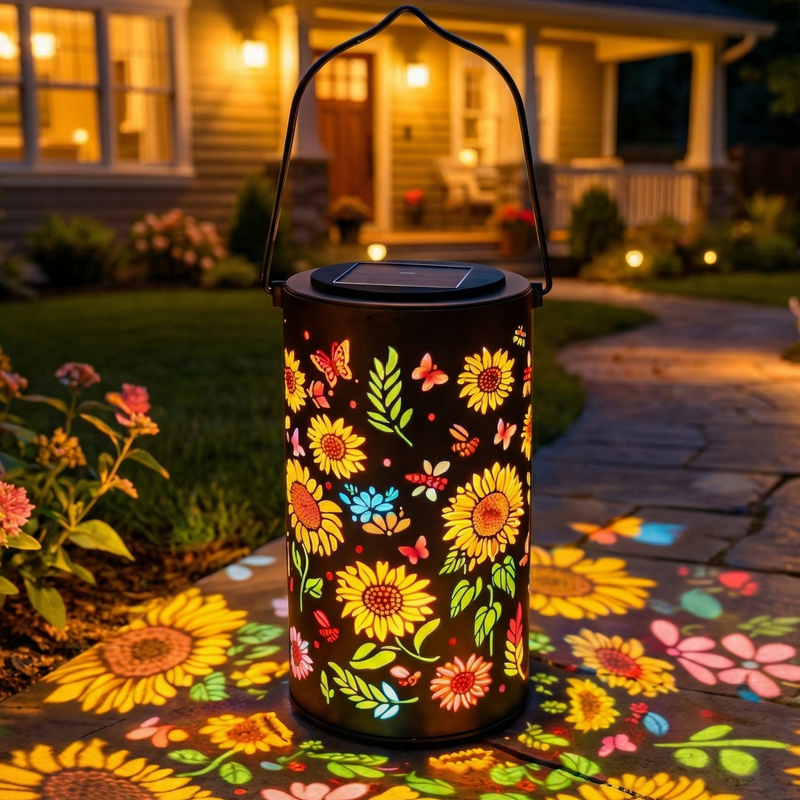 Solar Floral Projection Garden Lantern
