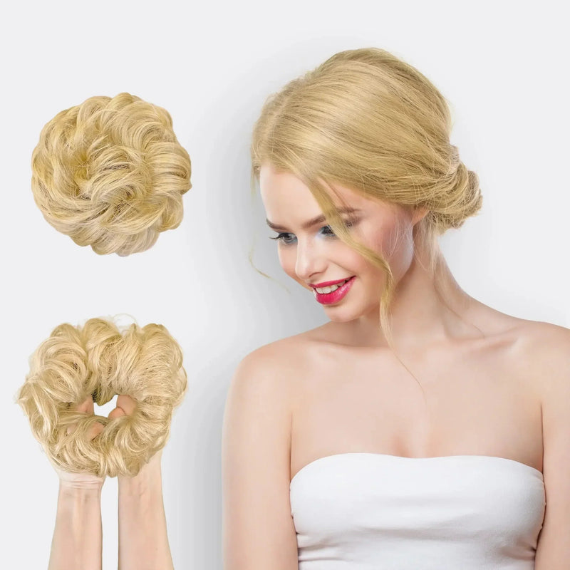 Messy Bun Hair Scrunchie with Synthetic Fibres and Elastic Attachment