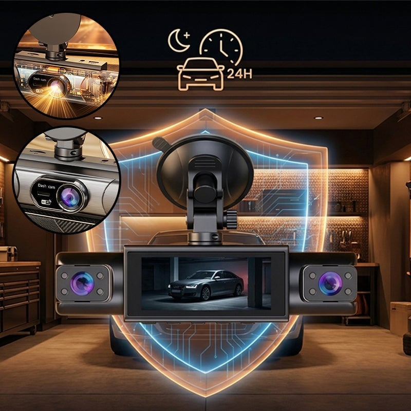 360° 4-Channel WiFi Dash Cam with Night Vision