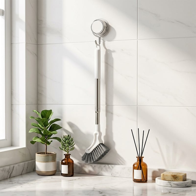 Extendable Crevice Gap Cleaning Brush with Angled Bristle Head