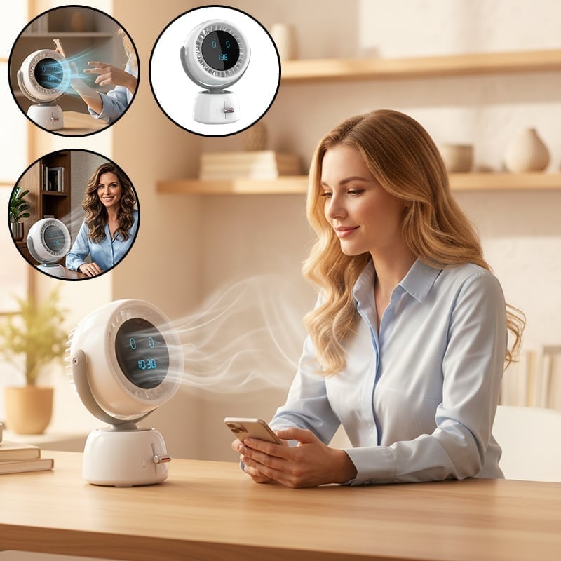 AI Face Tracking Turbo Desk Fan with 200-Speed Control