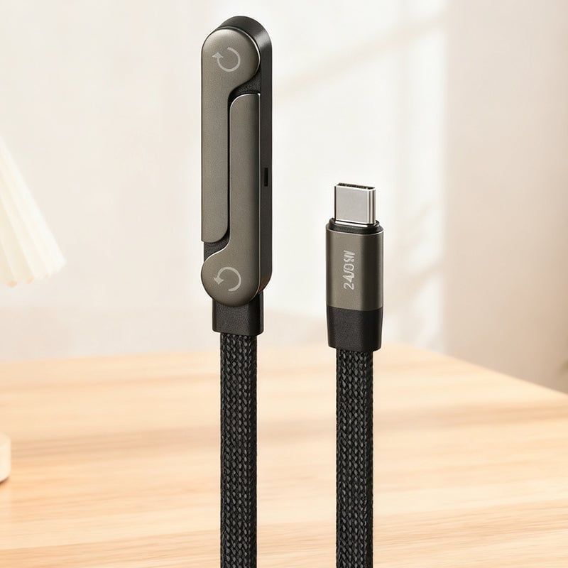 240W Fast Charging Cable with Adjustable Phone Stand