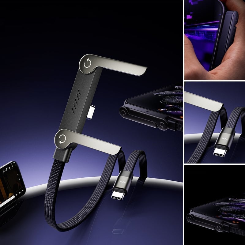 240W Fast Charging Cable with Adjustable Phone Stand