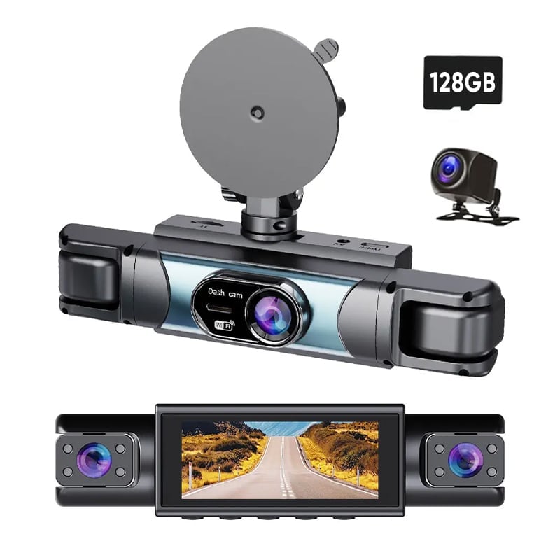 360° 4-Channel WiFi Dash Cam with Night Vision
