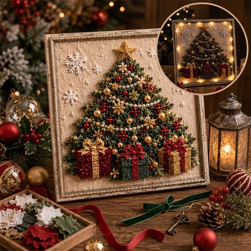3D Christmas Tree Fabric Poke Art Craft Kit