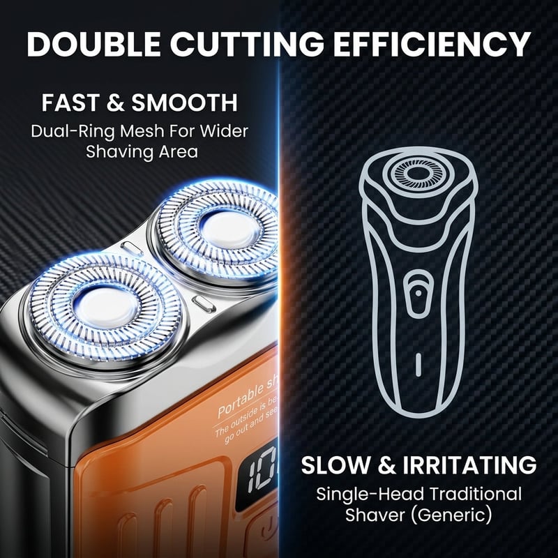 Rechargeable Dual-Head Electric Shaver with LED Display
