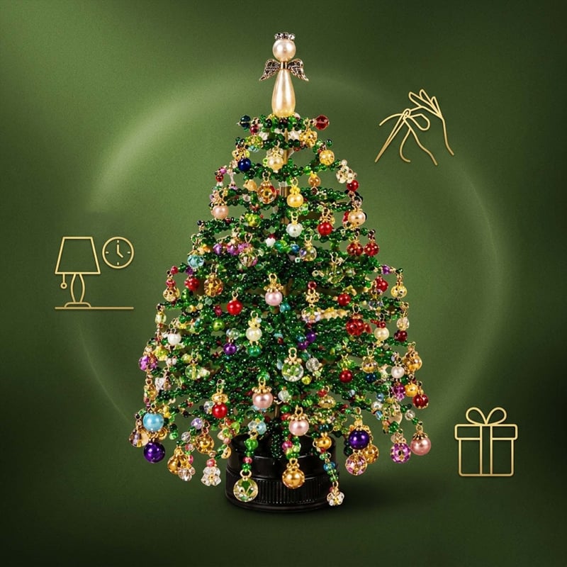DIY Beaded Christmas Tree Craft Kit with Festive Decorations