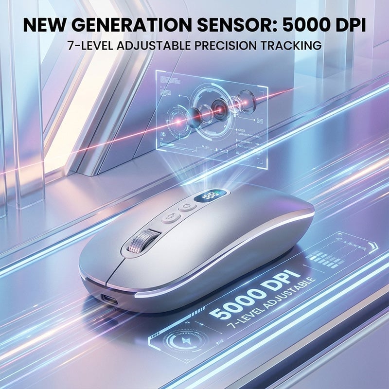 AI Voice Wireless Mouse with Translation & LCD Display