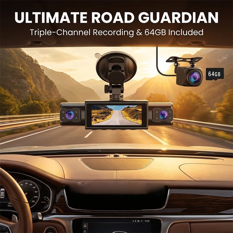 360° 4-Channel WiFi Dash Cam with Night Vision
