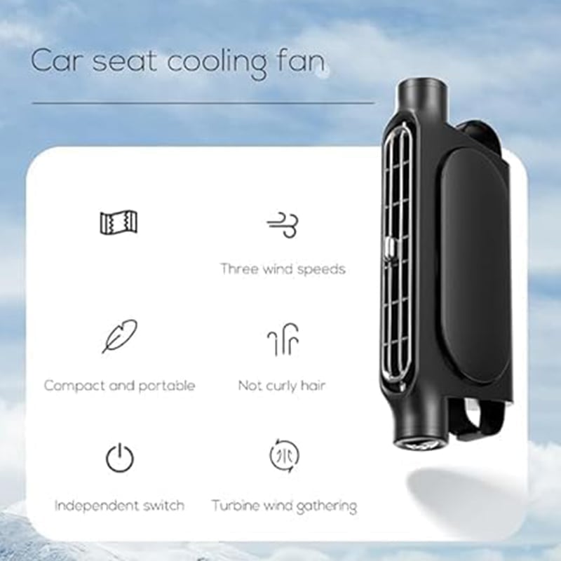 Adjustable Car Seat Cooling Fan with Multi-Directional Airflow