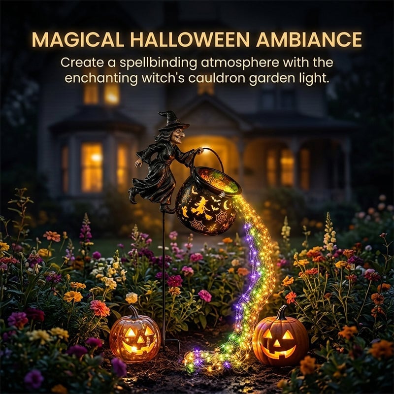 Light-Up Witch Cauldron Halloween Garden Stake