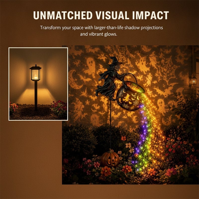 Light-Up Witch Cauldron Halloween Garden Stake