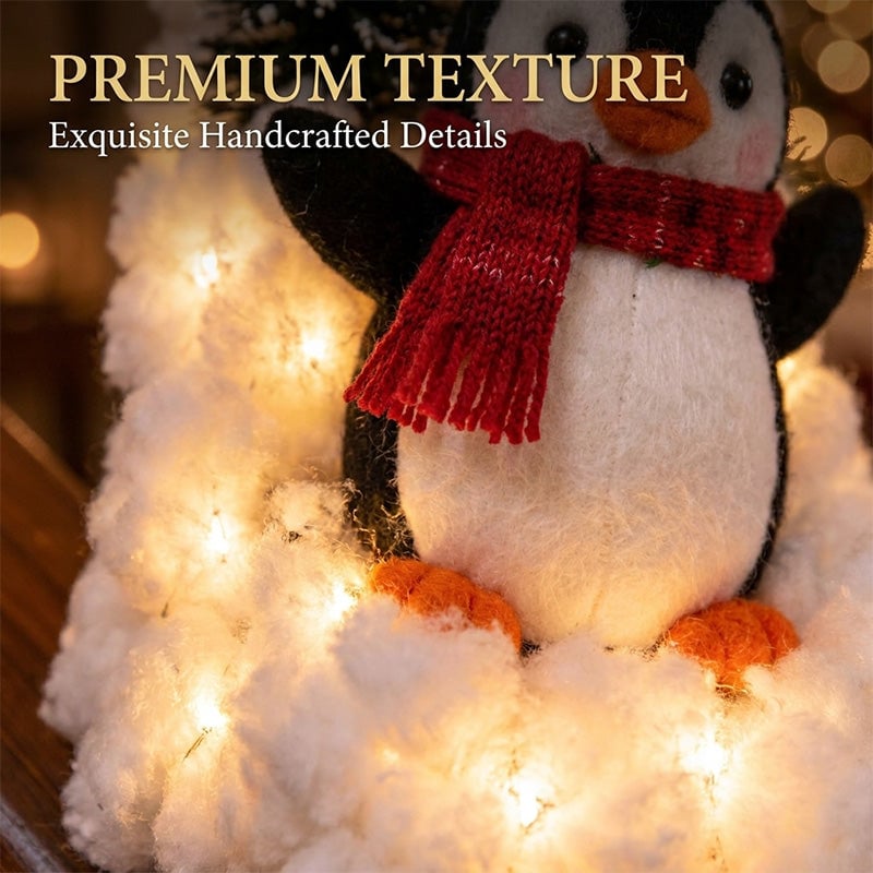 Light-Up Penguin Christmas Snow Decoration Set