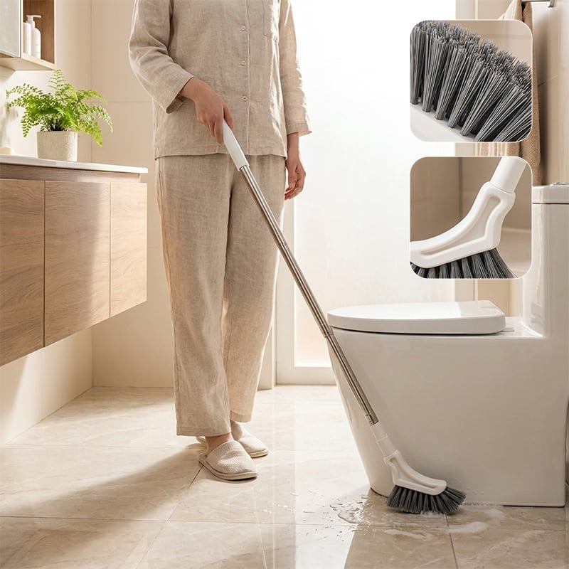 Extendable Crevice Gap Cleaning Brush with Angled Bristle Head