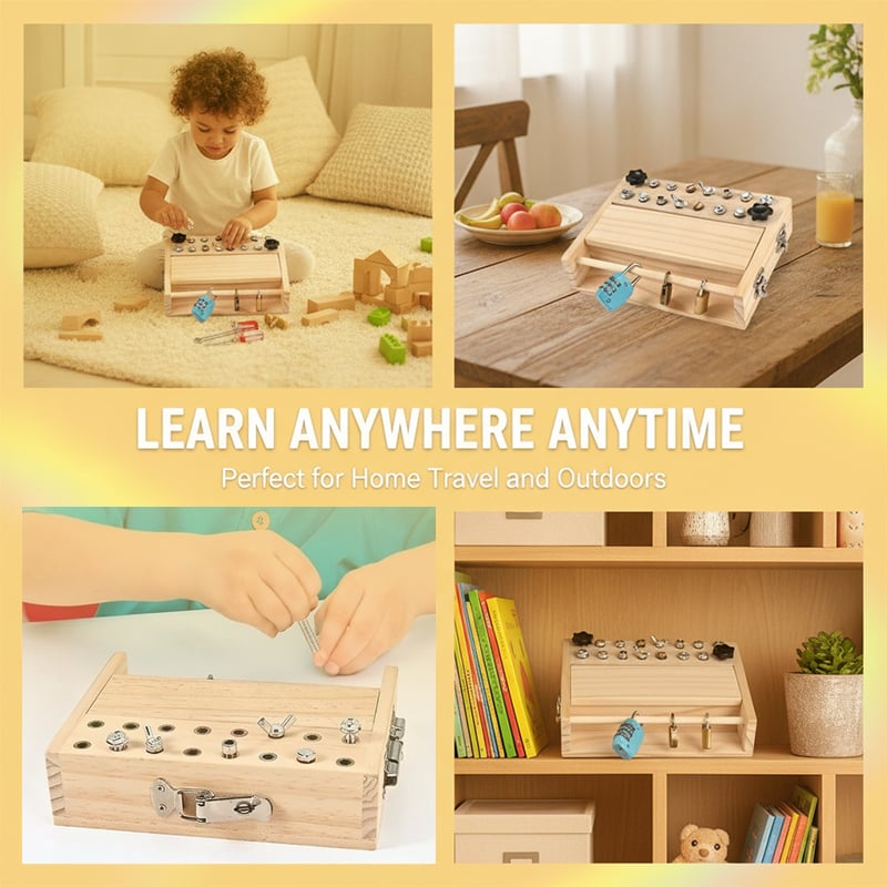 Wooden Screwdriver Busy Board with Locks & Bolts