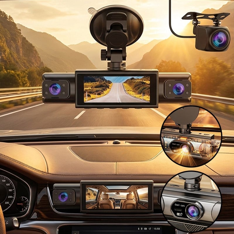 360° 4-Channel WiFi Dash Cam with Night Vision