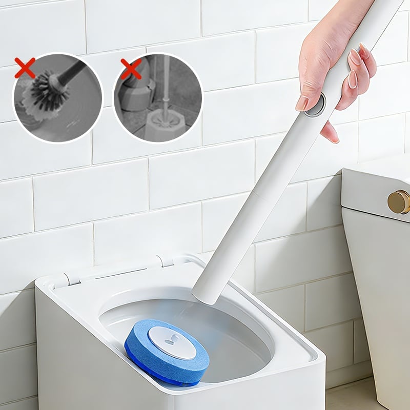 Hands-Free Flip-Top Disposable Toilet Brush with Wall-Mounted Holder