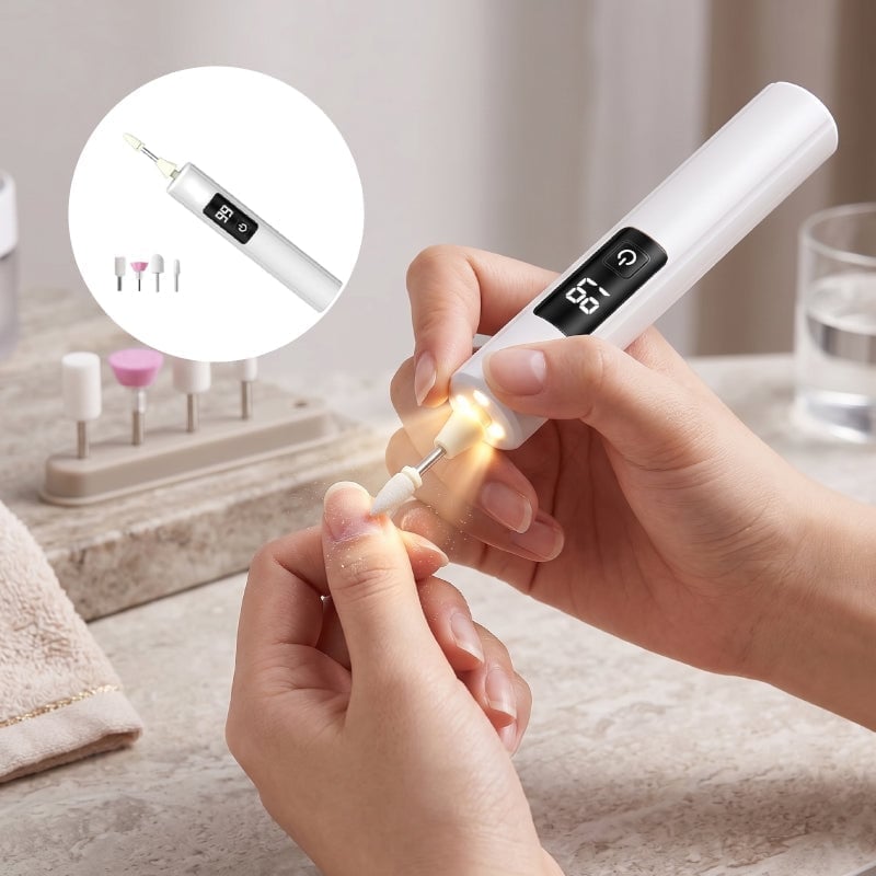 Rechargeable Electric Nail Grinder with LED Light & Digital Display