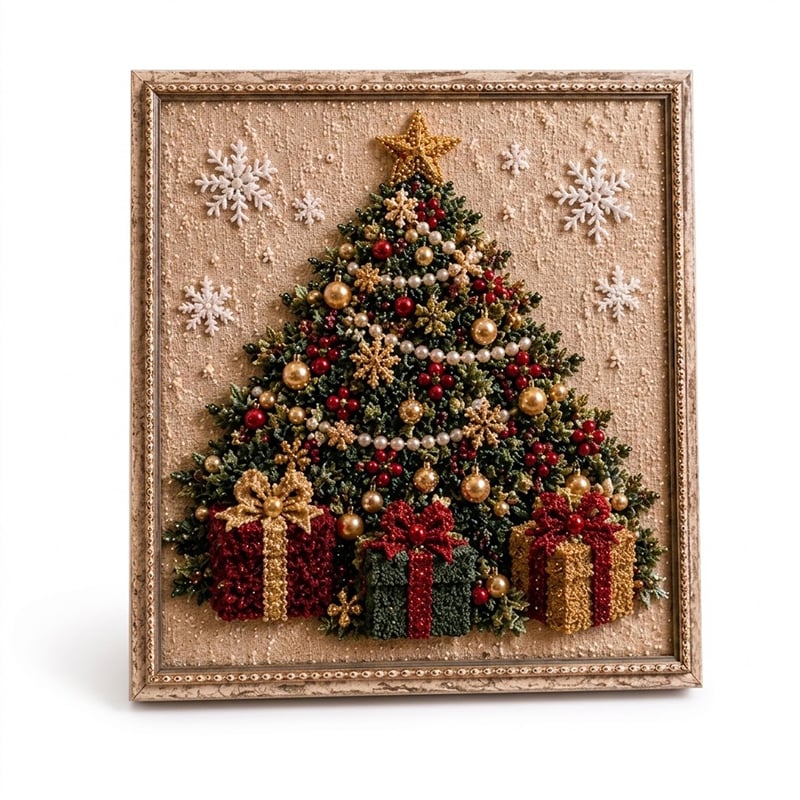 3D Christmas Tree Fabric Poke Art Craft Kit