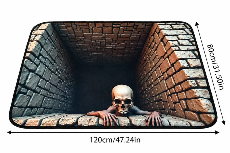3D Halloween Horror Dungeon Illusion Welcome Mat
