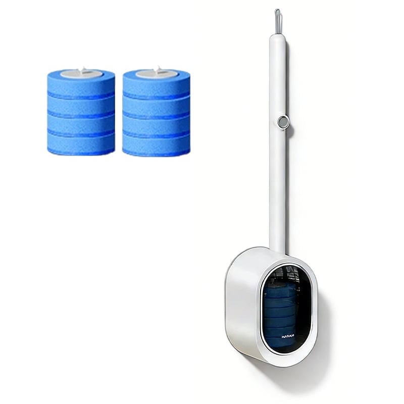 Hands-Free Flip-Top Disposable Toilet Brush with Wall-Mounted Holder