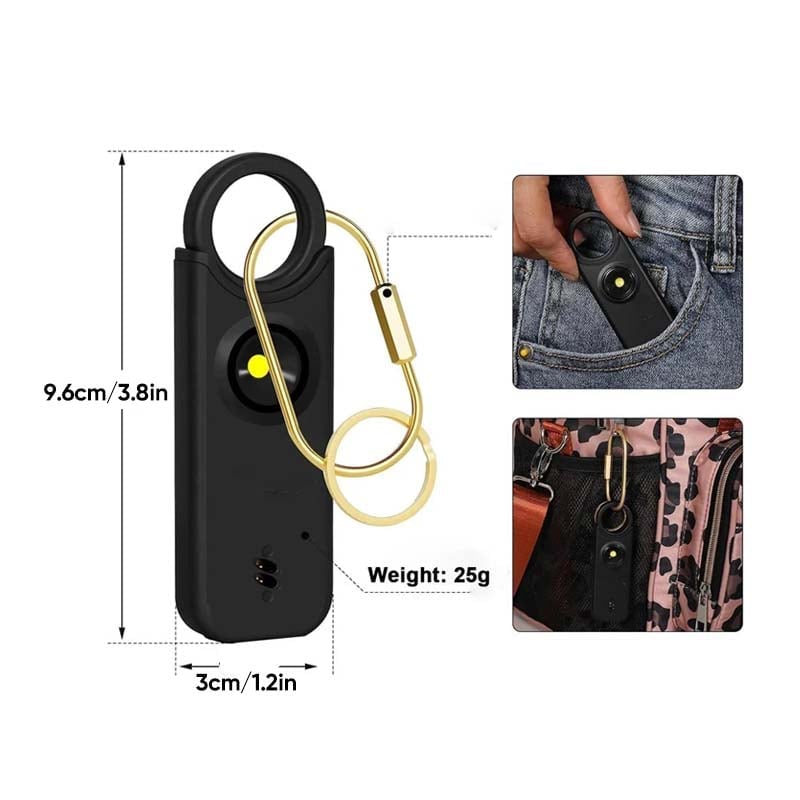 Rechargeable 135dB Personal Safety Alarm with LED Light